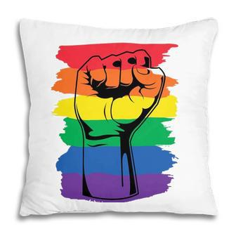 Pride Month Merch Lgbt Rainbow Fist Lgbtq Gay Pride Pillow - Seseable