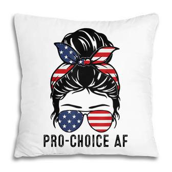 Pro Choice Af Messy Bun Us Flag Reproductive Rights Tank Pillow - Seseable