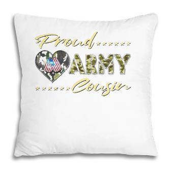 Proud Army Cousin Camo Us Flag Dog Tags Military Family Gift Pillow - Seseable