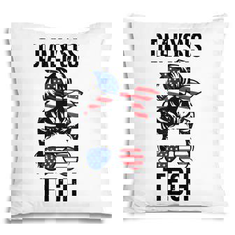 Proud Messy Bun American Dialysis Tech Nurse 4Th Of July Usa Pillow | Seseable FR