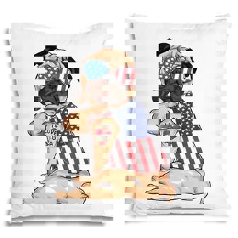 Pug Dog Merica 4Th Of July Usa American Flag Men Women Pillow - Seseable