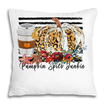 Pumpkin Spice Junkie Leopard Pumpkin Spice Autumn Fall Lover Pillow - Seseable