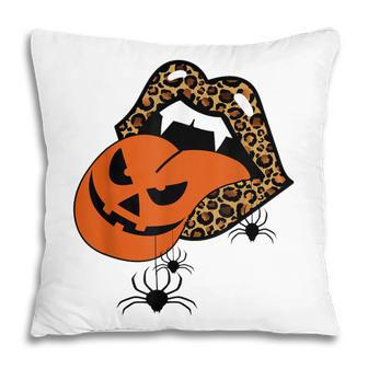 Pumpkin Tongue Out Vampire Leopard Lips Spider Halloween Pillow - Seseable