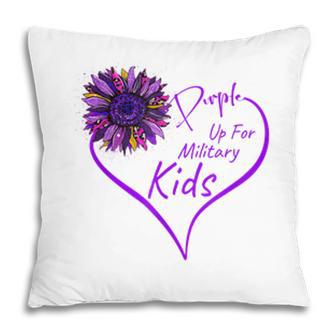 Purple Up Military Child Heart Leopard Sunflower Pillow - Seseable