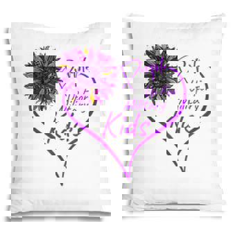 Purple Up Military Child Heart Leopard Sunflower Pillow - Seseable