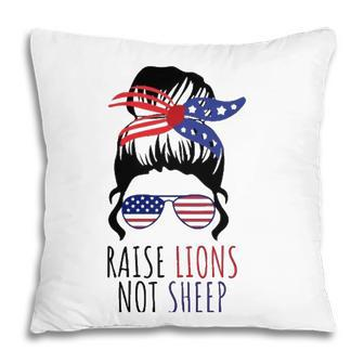 Raise Lions & Not Sheep American Flag Sunglasses Messy Bun Pillow - Seseable