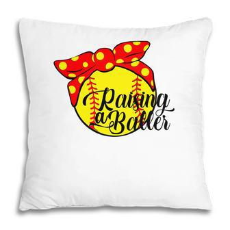 Raising A Baller Busy Raising Ballers Yellow Softball Pillow - Seseable