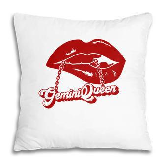 Red Lips Byte The Quote Gemini Queen Girl Birthday Pillow - Seseable