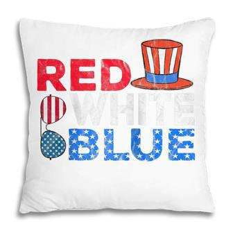 Red White Blue American Flag 4Th Of July Funny Gift Mom Dad Pillow - Seseable