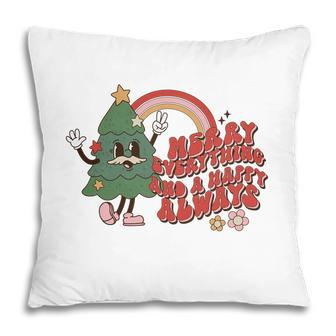 Retro Christmas Merry Christmas And Happy Always Vintage Christmas Tree Pillow - Seseable