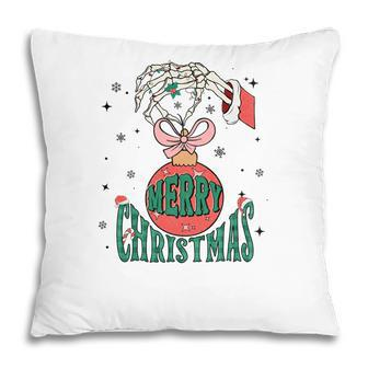 Retro Christmas Skeleton Hand Merry Christmas Gift Pillow - Seseable