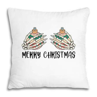 Retro Christmas Skeleton Hand Merry Christmas V2 Pillow | Seseable CA