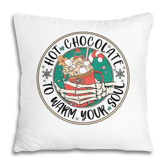 Retro Christmas Skeleton Hot Chocolate To Warn Your Soul Pillow - Seseable