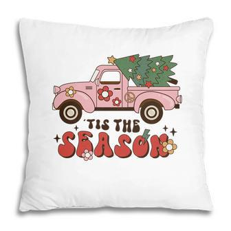 Retro Christmas Truck Tis The Season Pillow - Seseable