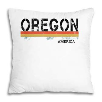 Retro Vintage Stripes Oregon Gift & Souvenir Pillow - Seseable