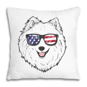 Samoyed Dog Patriotic Usa 4Th Of July American Gift Cute Pillow - Seseable