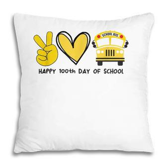 School Bus Driver Happy 100Th Day Of School Pillow - Seseable