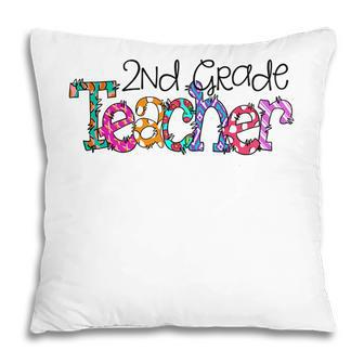 Second Grade Teacher Back To School Doodle Teacher Pillow - Seseable