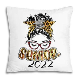 Senior 2022 Leopard Messy Bun Lady 2022 Graduation Gift Pillow - Seseable