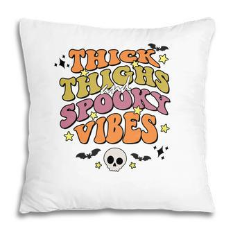 Skull Groovy Thick Thights And Spooky Vibes Leopard Halloween Pillow - Seseable