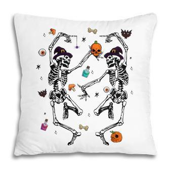 Spooky Halloween Skeleton Dancing Funny Happy Halloween Pillow - Seseable