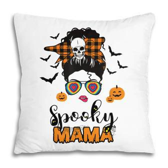 Spooky Mama Messy Bun For Halloween Messy Bun Mom Monster Pillow - Seseable