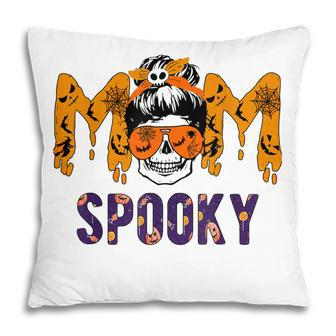 Spooky Mama Messy Skull Mom Witch Halloween Women Pillow - Seseable