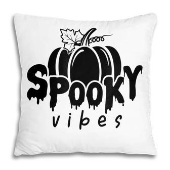 Spooky Vibes Halloween Graphic Meme Pumpkin Fall Graphic Pillow - Seseable