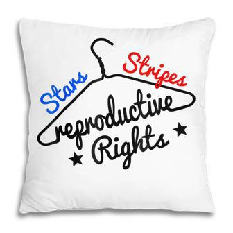 Stars Stripes Reproductive Rights Coat Hanger Pro Choice Pillow - Seseable