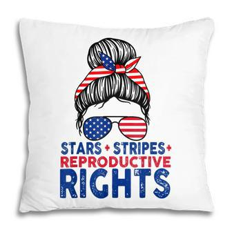 Stars Stripes Reproductive Rights Messy Bun 4Th Of July V2 Pillow - Seseable