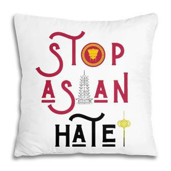 Stop Asian Hate Americans Support Asians Vintage Retro Peace Pillow - Seseable
