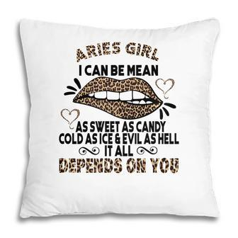 Sweet As Candy Cold As Ice Aries Leopard Aries Girls Birthday Gift Pillow - Seseable