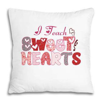 Teach Sweet Hearts Teacher Red Leopard Pillow - Seseable