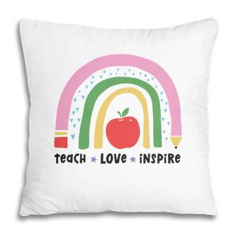 Teacher Rainbow Teach Love Inspire Apple Pillow - Seseable