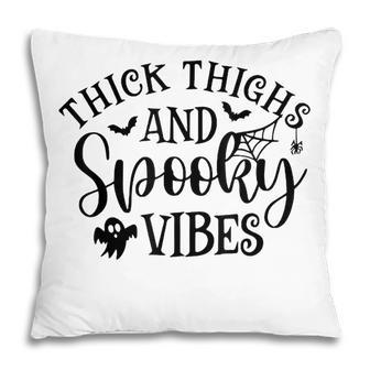 Thick Thighs And Spooky Vibes Ghost Bat Halloween Pillow - Seseable