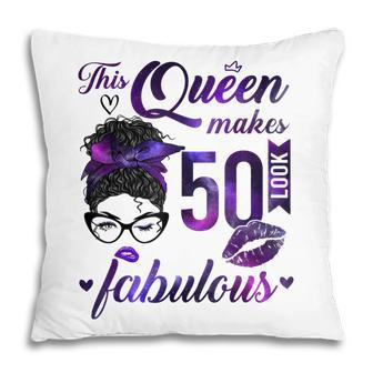 This Queen Makes 50 Look Fabulous 50Th Birthday Messy Bun Pillow - Seseable