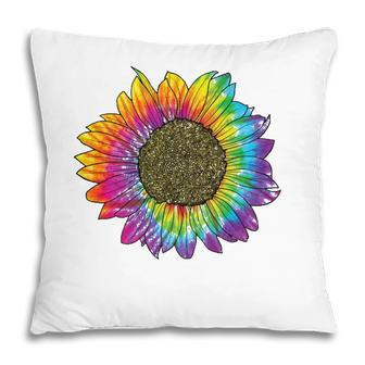 Tie Dye Sunflower Peace Love 60S 70S Hippie Retro Vintage Pillow - Seseable