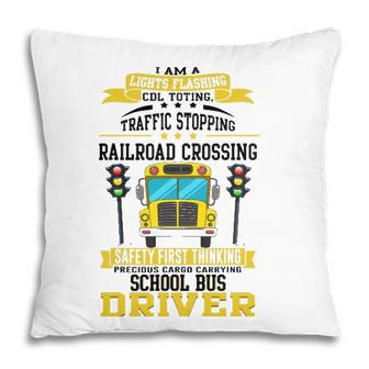 Traffic Stopping Railroad Crossing School Bus Driver Gift Pillow - Seseable