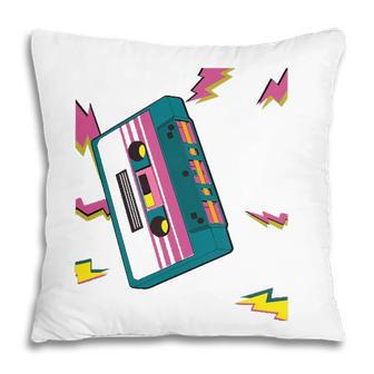 Vintage Cassette Tape In 80S 90S Retro Neon Style Pillow - Seseable