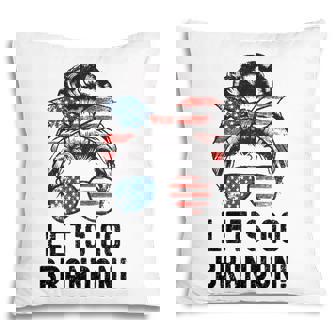 Vintage Lets Go Brandon Messy Bun American Flag Sunglasses Pillow - Seseable