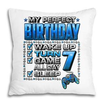 Wake Up Turn 7 Game All Day Gamer 7Th Birthday Party Pillow - Seseable