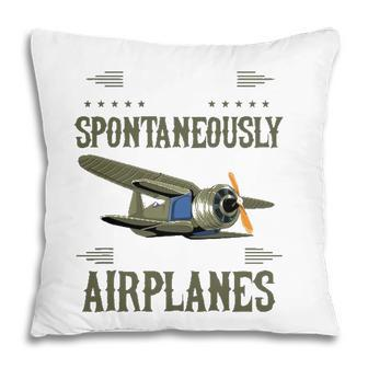 Warning May Spontaneously Talk About Airplanes Pilot Pillow - Seseable
