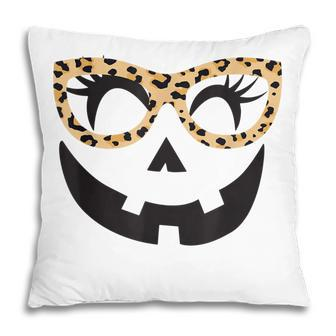 Winking Eye Halloween Lashes Leopard Glasses Pumpkin Girls Pillow - Seseable