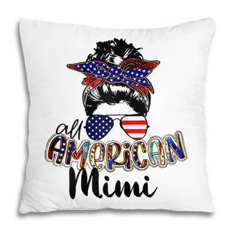 Womens All American Mimi Messy Bun 4Th Of July Independence Day Pillow - Seseable