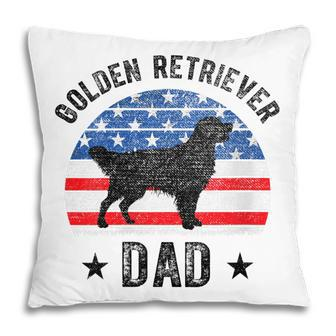 Womens American Flag Golden Retriever Dad 4Th Of July Pillow - Seseable