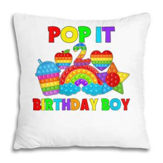 Womens Birthday Boy Pop It 2 Rainbow 2Nd Birthday Pillow - Seseable