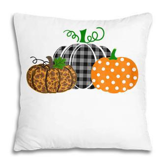 Womens Leopard Buffalo Plaid Polka Dot Pumpkin Halloween Pillow - Seseable