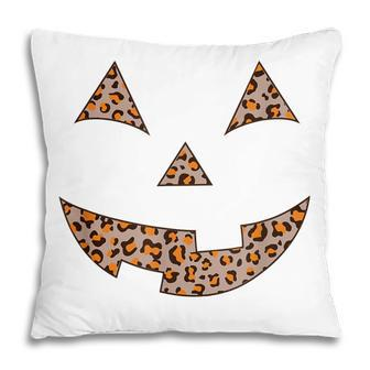 Womens Leopard Print Jack O Lantern Pumpkin Halloween Pillow | Seseable UK
