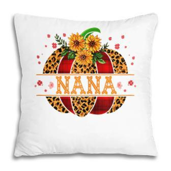 Womens Nana Pumpkin Leopard Print Sunflower Grandma For Halloween Pillow - Seseable