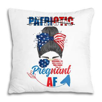 Womens Patriotic Pregnant Af Baby Reveal 4Th Of July Pregnancy V2 Pillow - Seseable